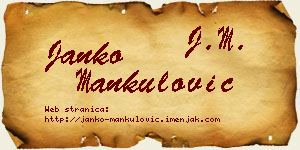 Janko Mankulović vizit kartica